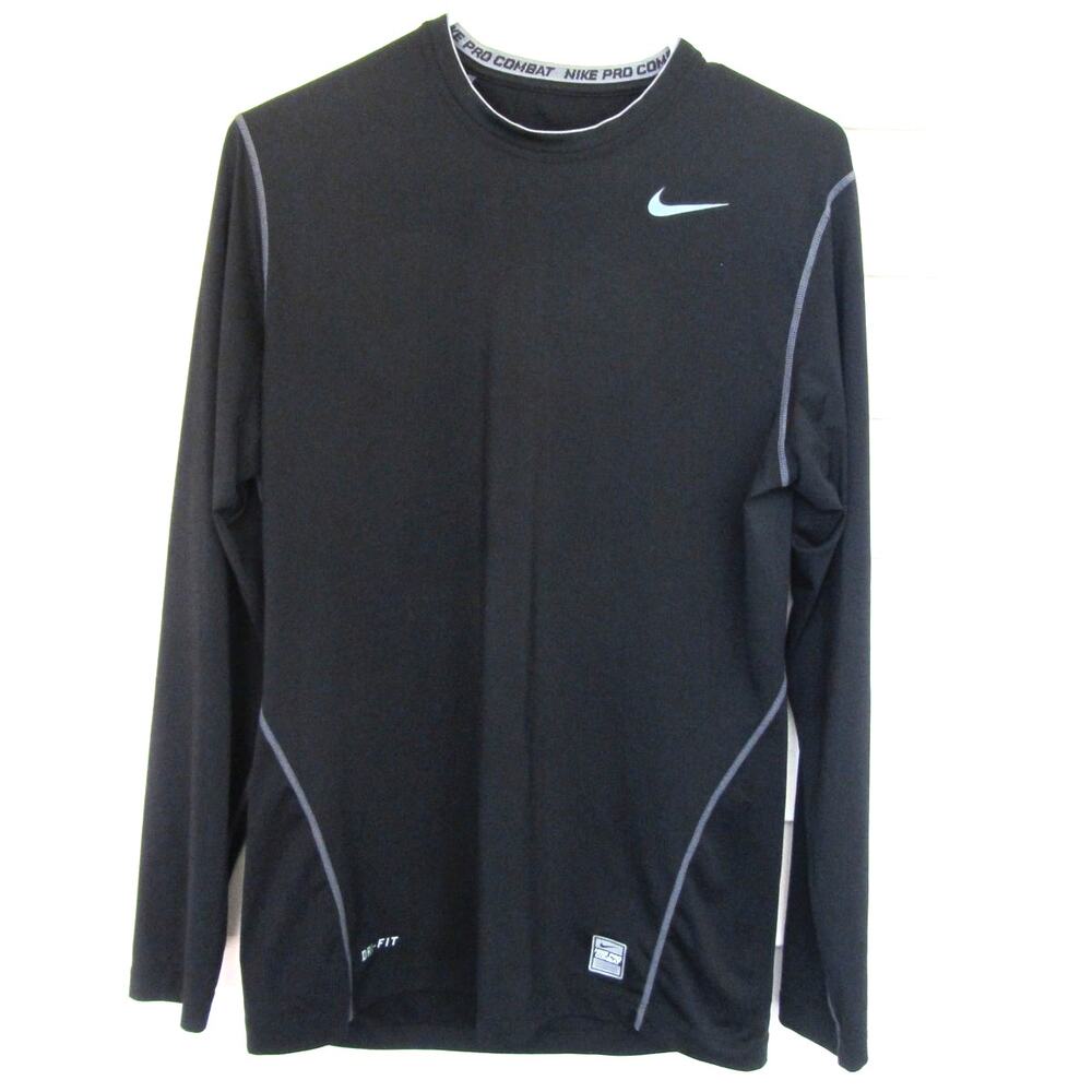 $15 NIKE PRO COMBAT Black Fitted Dri-Fit Long-Sleeve Fitness Top